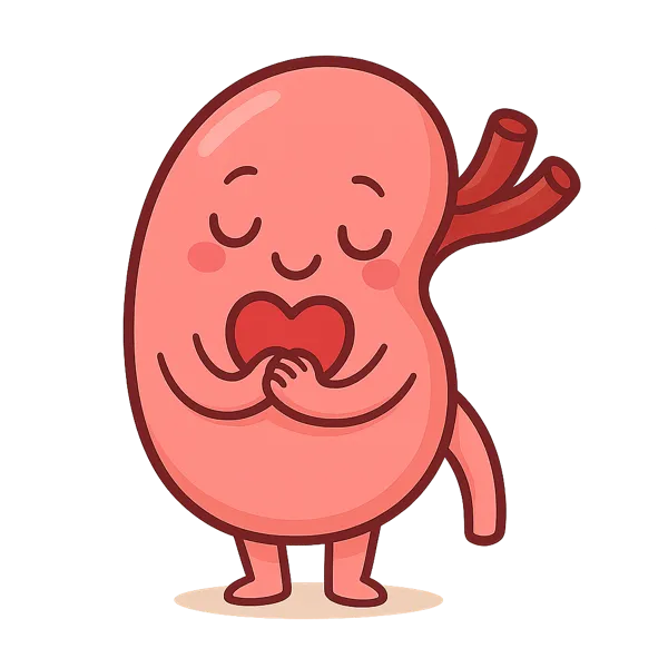 A loving kidney cartoon symbolizing preemptive kidney transplant