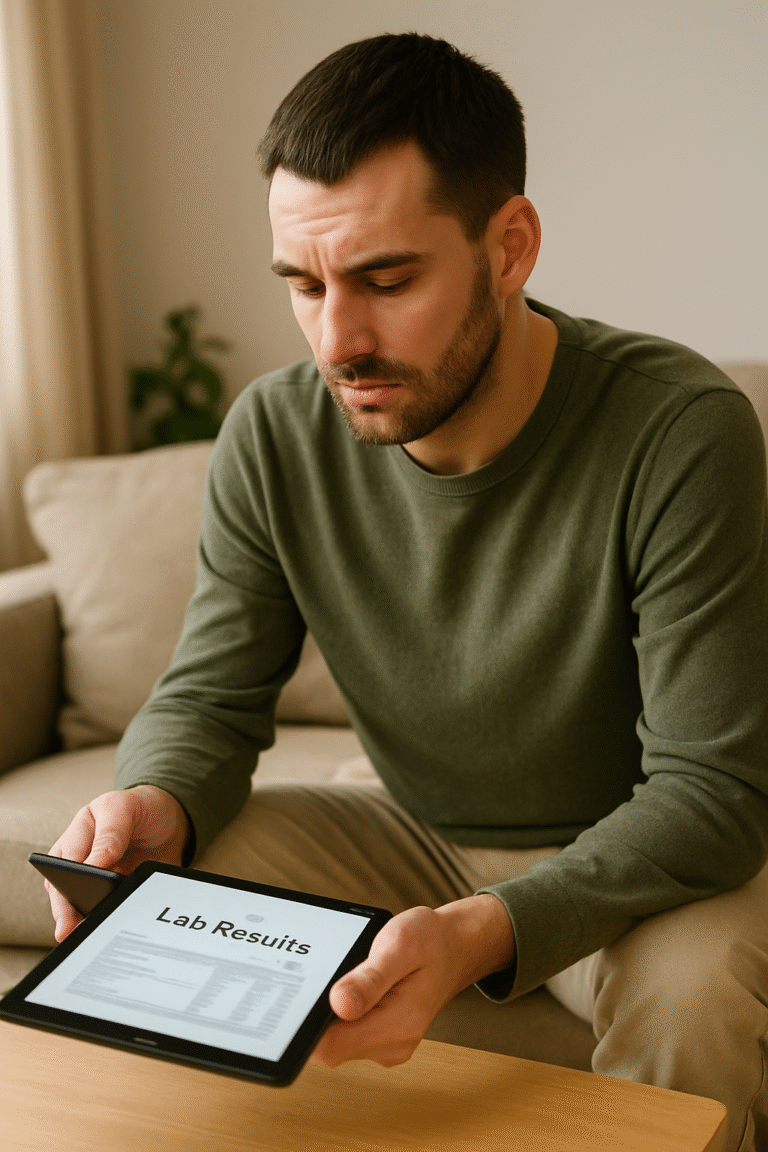 Man reviewing results of CKD labs on a digital health portal