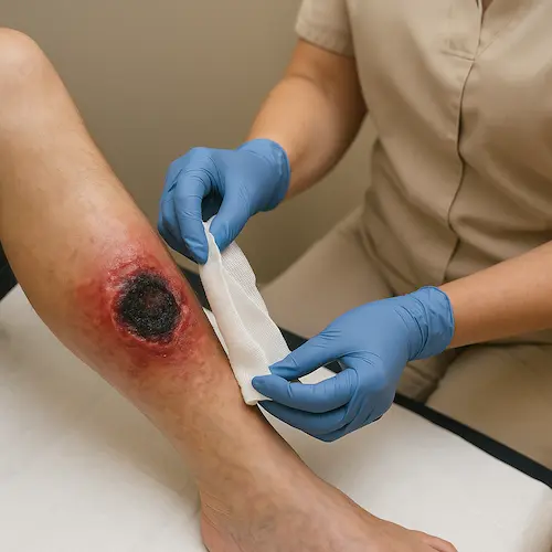 Combination of high phosphorous and high PTH in kidney disease can cause complicated calciphylaxis wounds.