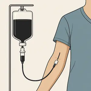Drawing of IV iron infusion for anemia of CKD management.
