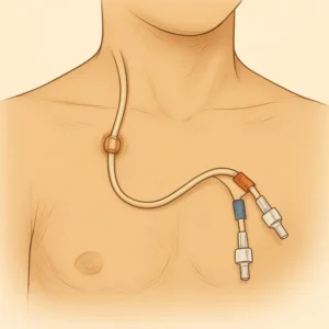 illustration of a tunneled dialysis catheter vascular access