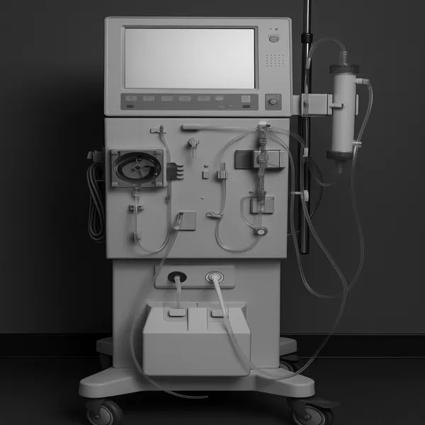 Hemodialysis machine display showing real-time Kt/V and URR data that illustrate hemodialysis adequacy.