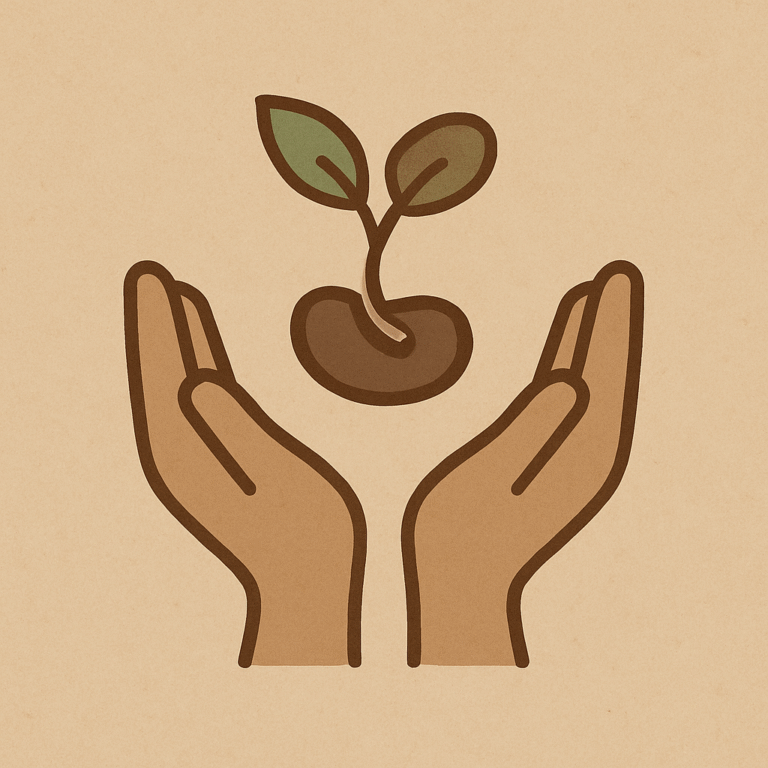 Cupped hands holding a sprouting kidney bean, symbolizing kidney wellness and personalized care