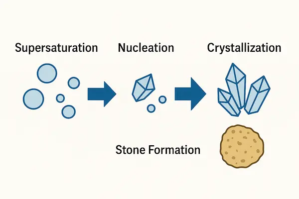 Phases of kidney stone formation in metabolic stone disease