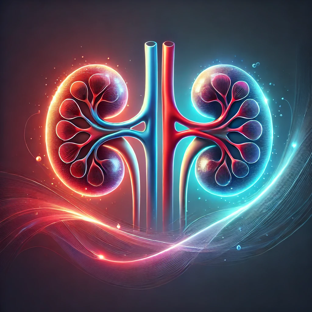 Futuristic kidney graphic representing new ckd remission paradigm.
